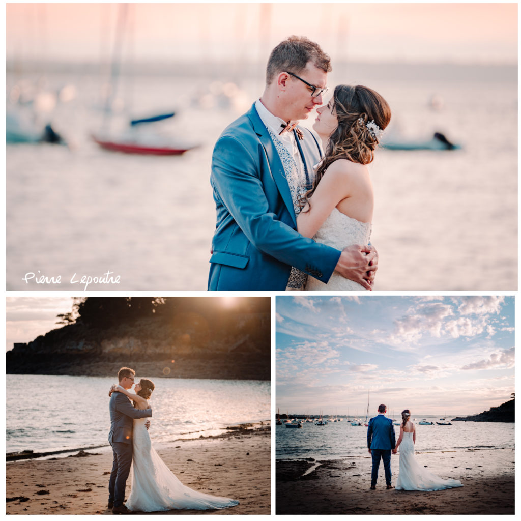 photos de Pierre Lepoutre _ des marié au bord de la mer sur le port de Saint Lunaire